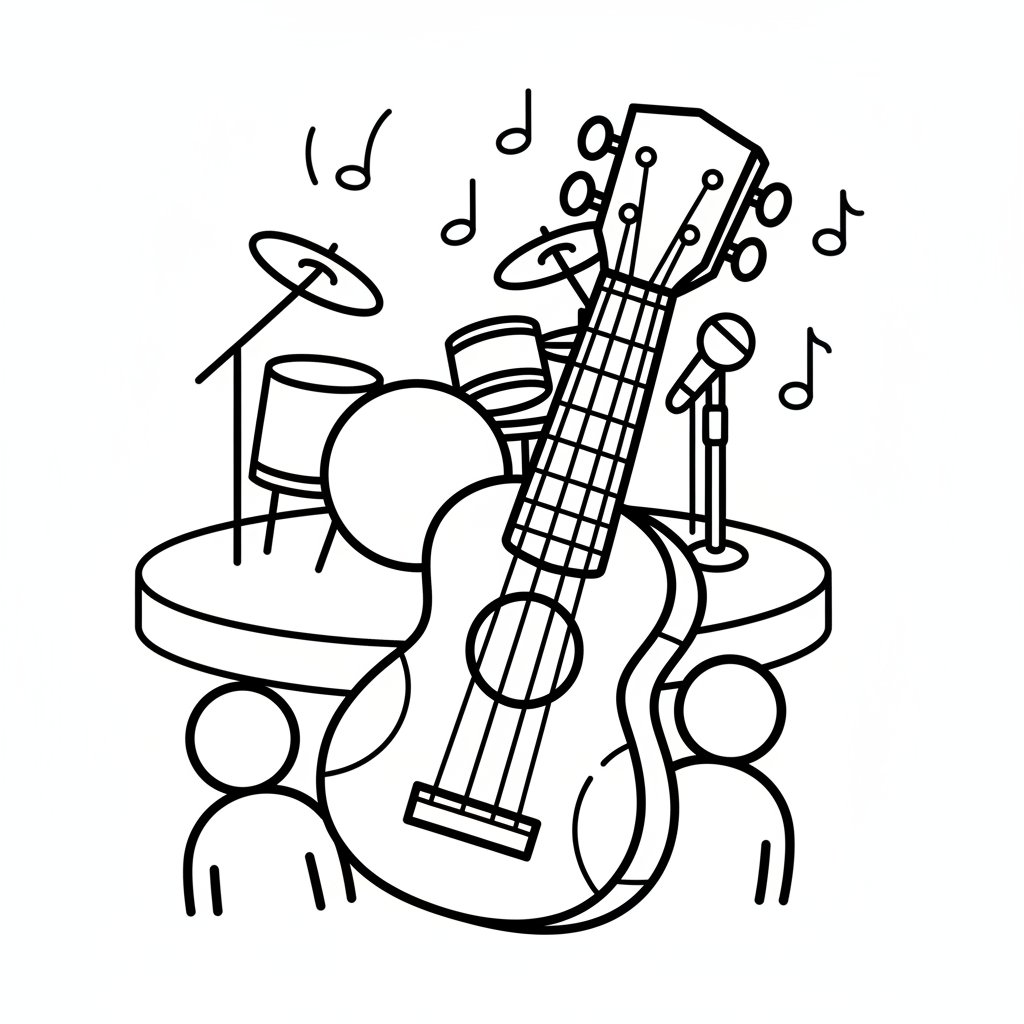 Página para Colorear de Ukelele - Fácil