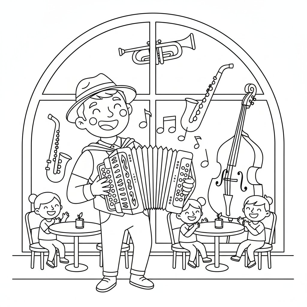 Página para Colorear de Acordeón - Medio