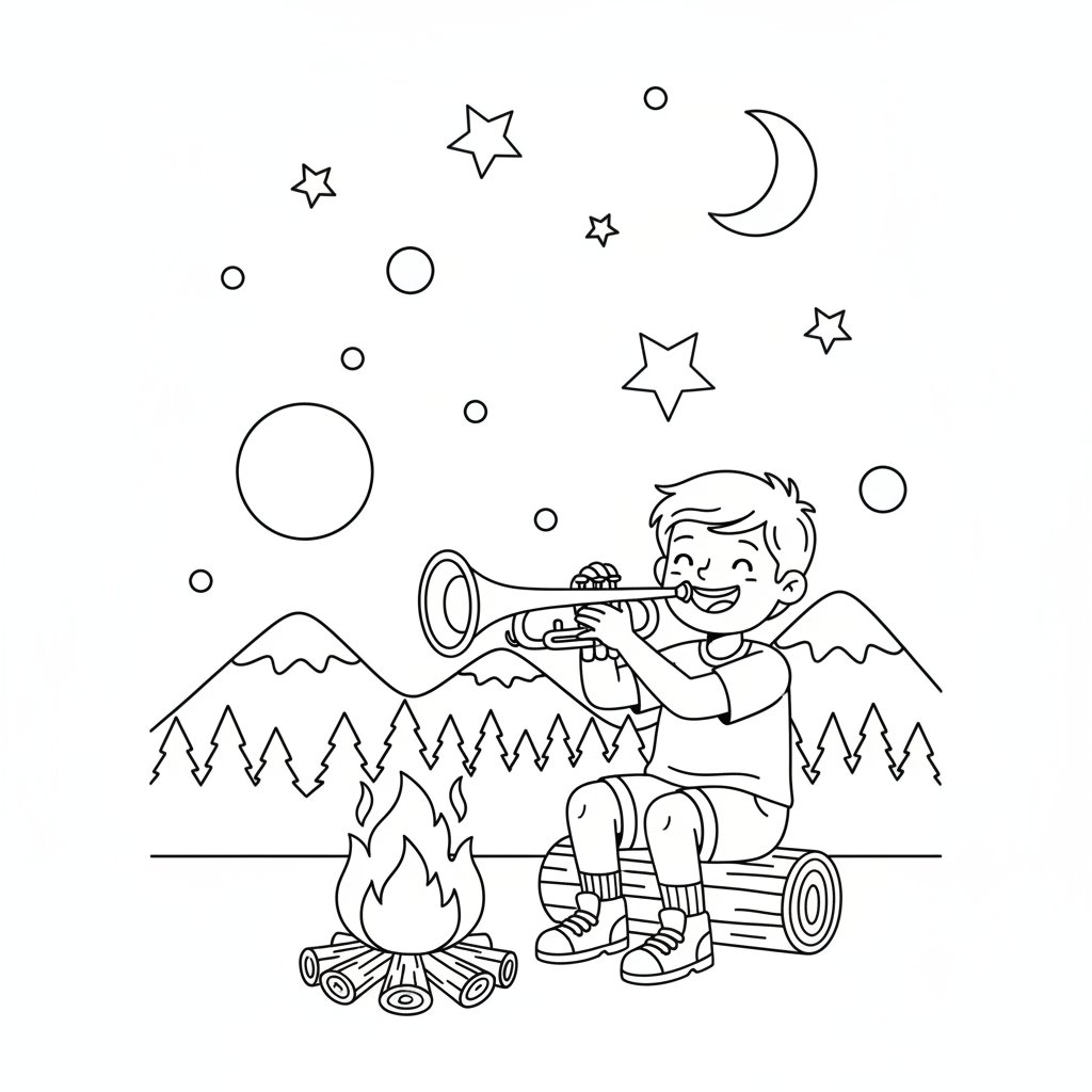 Página para Colorear de la Adorable Trompeta - Medio