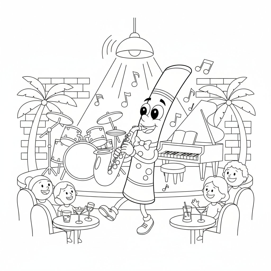 Página para Colorear Clarinete - Medio