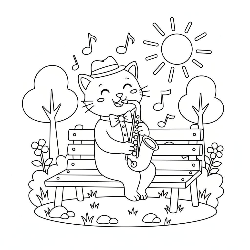 Músico de Jazz Página para Colorear - Medio