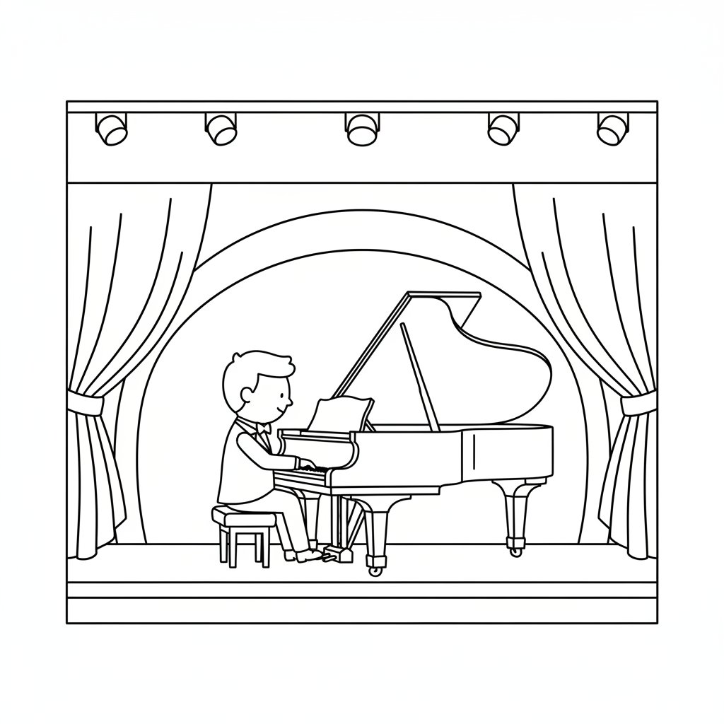 Página para Colorear Piano - Medio