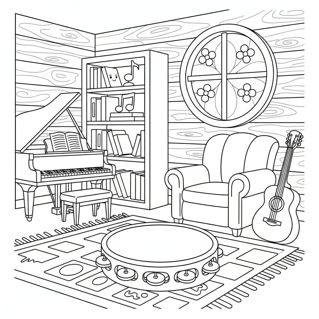 Página para Colorear de Pandereta - Medio