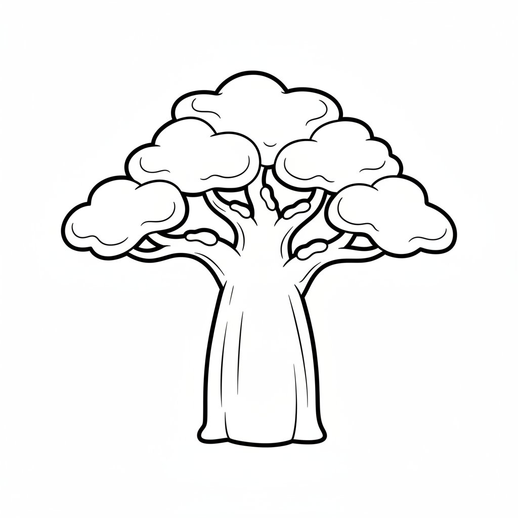 Página para Colorear Árbol Baobab - Fácil