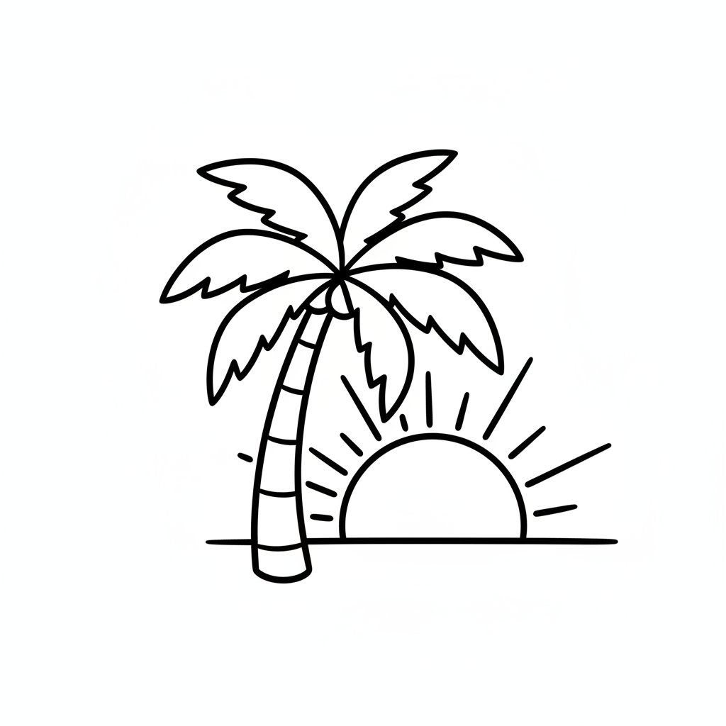 Página para Colorear de Alegre Palmera - Fácil