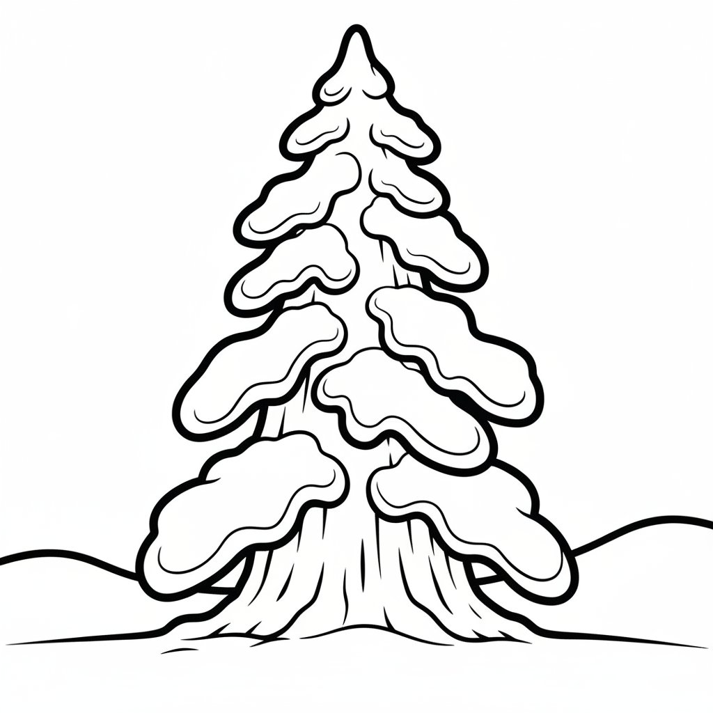 Página para Colorear de Árbol Sequoia Soñador - Fácil