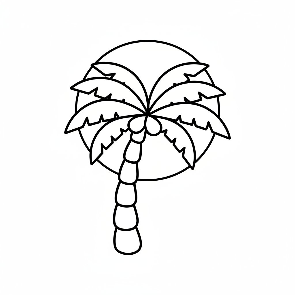 Fantástica Página para Colorear de Palmera - Fácil