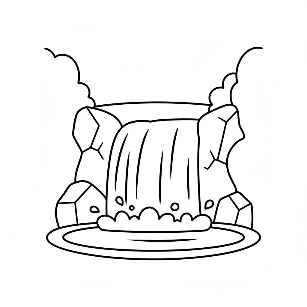 Página para Colorear de Cascada - Fácil