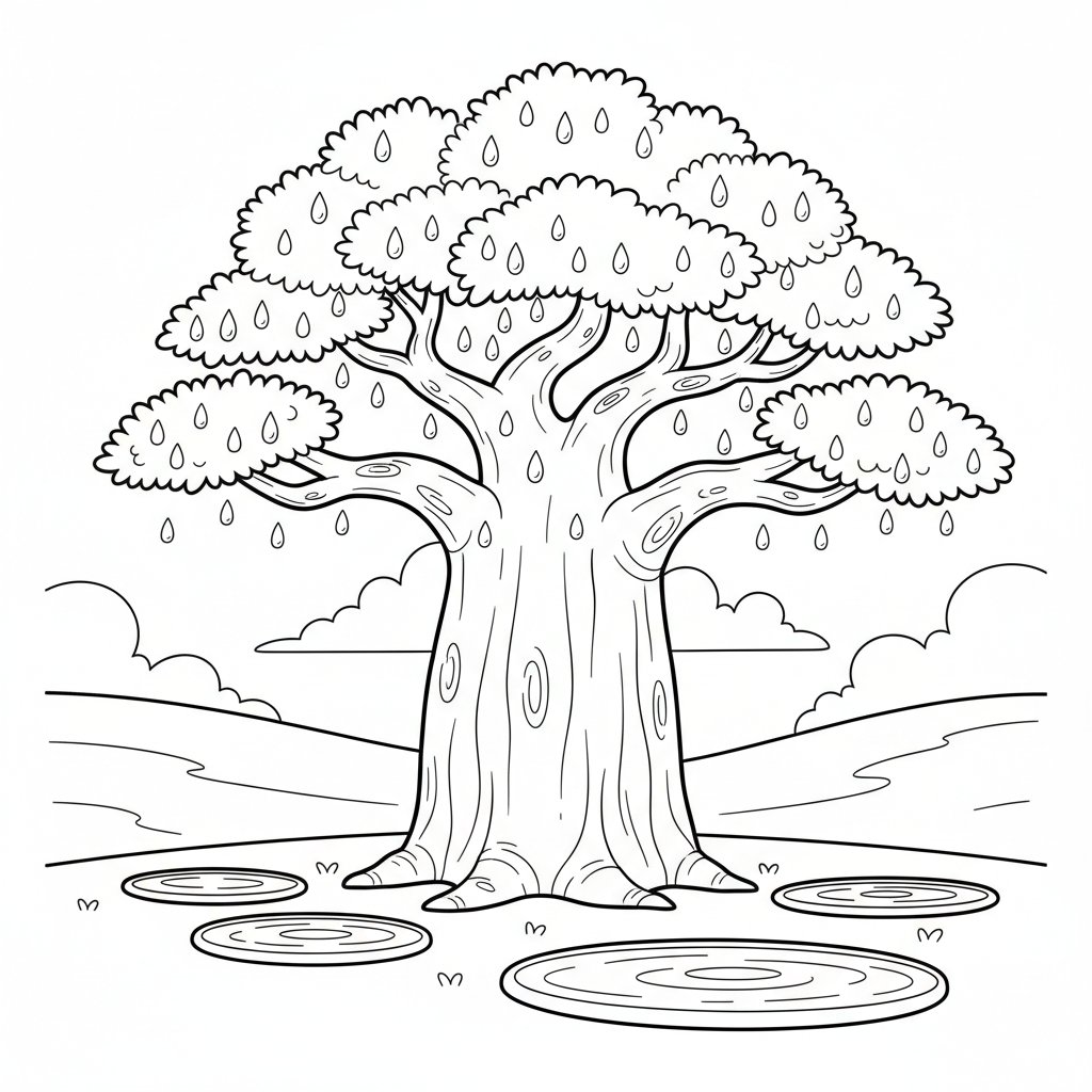 Página para Colorear de Baobab Elegante - Medio