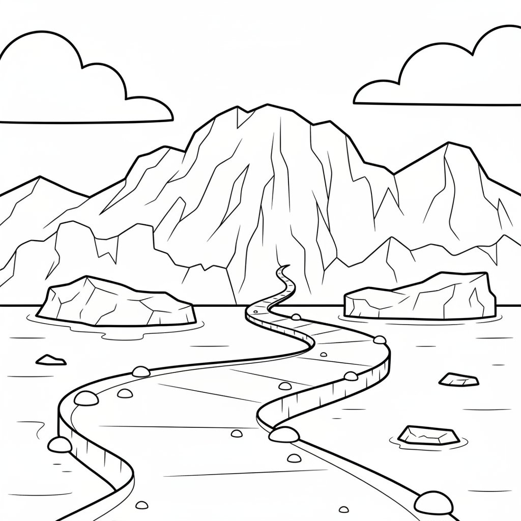 Página para Colorear de Glaciar - Medio