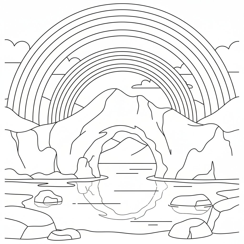 Página para Colorear del Glaciar Mágico - Medio