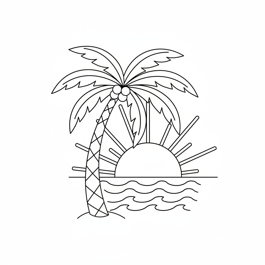 Página para Colorear de Palmera - Medio