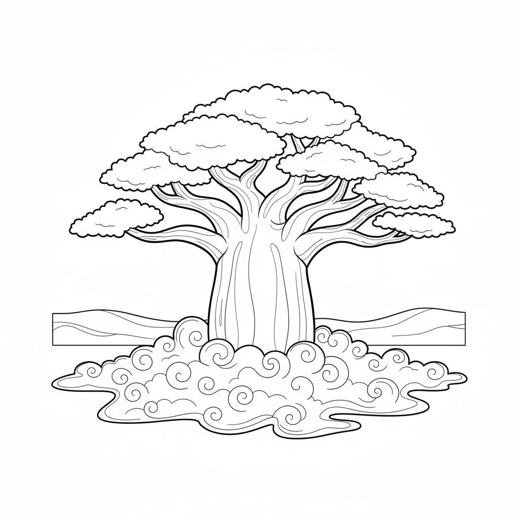 Página para Colorear de Baobab Radiante - Medio