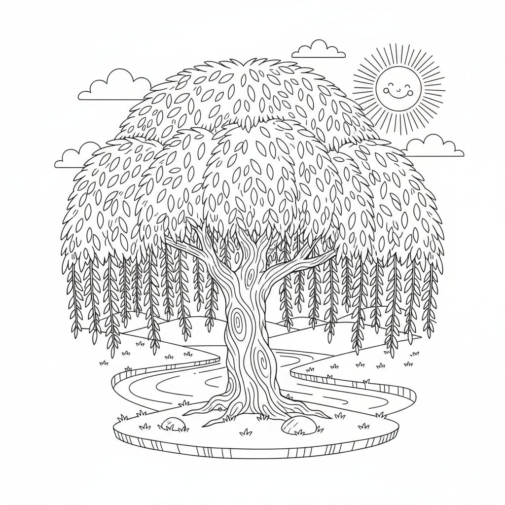 Pagina da Colorare Salice - Medio