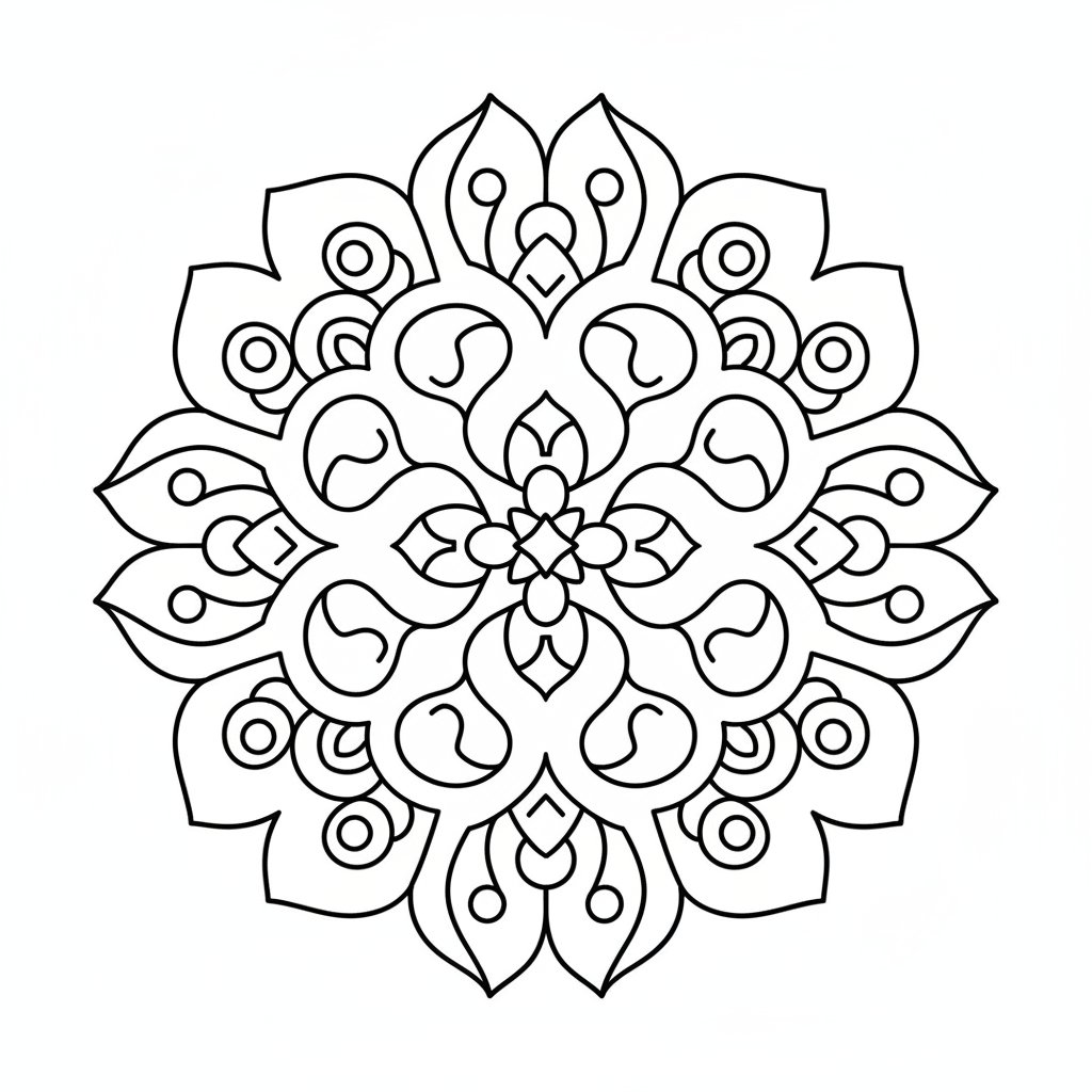 Página para Colorear de Rangoli Indio Sereno - Fácil