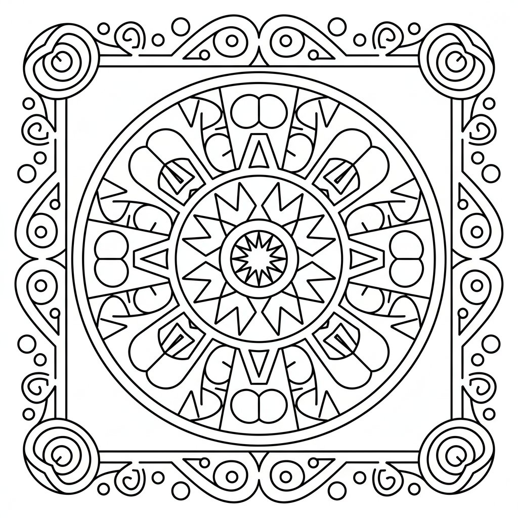 Página para Colorear de Maravilloso Caleidoscopio - Fácil