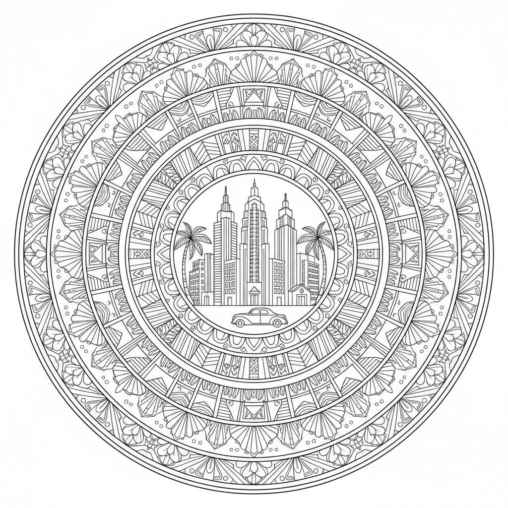 Página para Colorear de Patrón Art Déco - Difícil