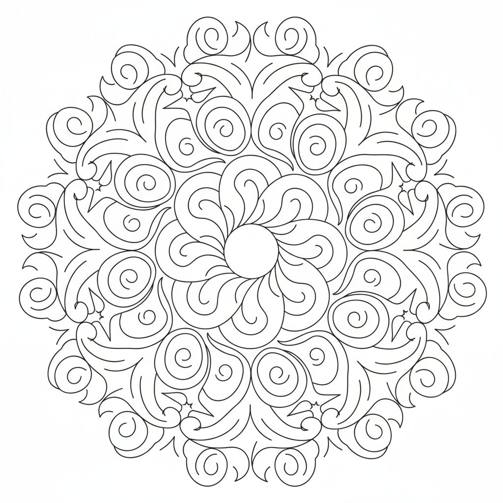 Página para Colorear de Remolinos Abstractos - Medio