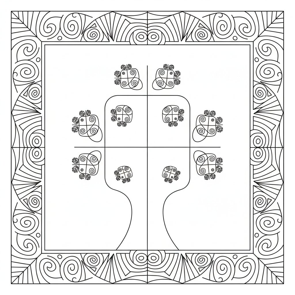 Patrón Fractal Página para Colorear - Medio