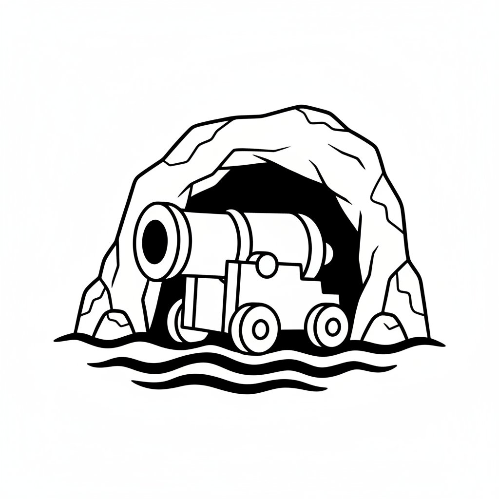 Página para Colorear de Lindo Cañón Pirata - Fácil