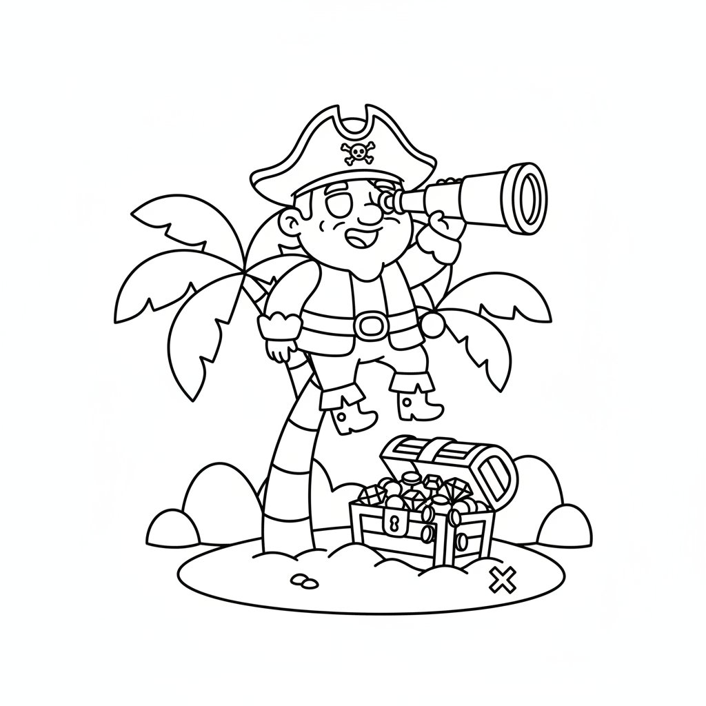 Página para Colorear del Vigía Pirata - Fácil