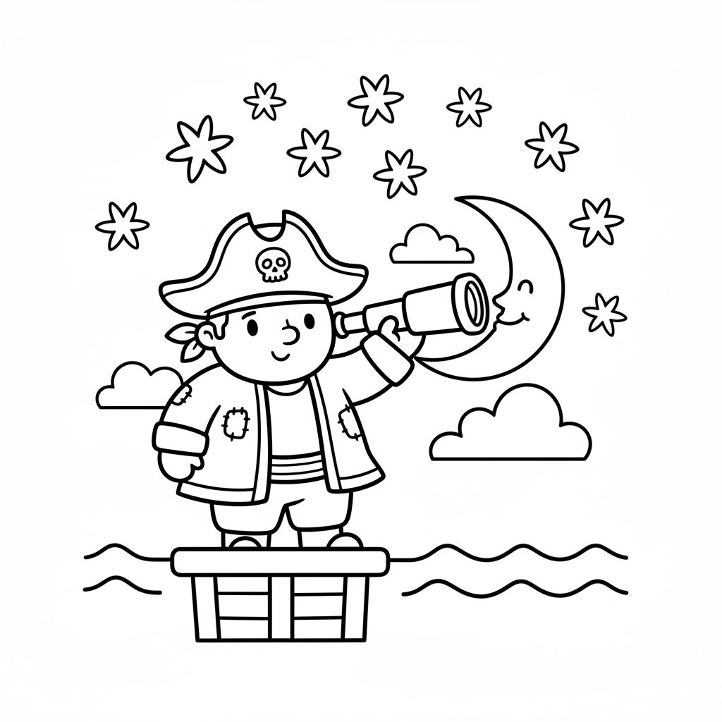 Página para Colorear de Vigía Pirata Sereno - Fácil