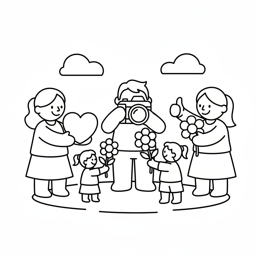 Página para Colorear de Fotógrafo Artístico - Fácil