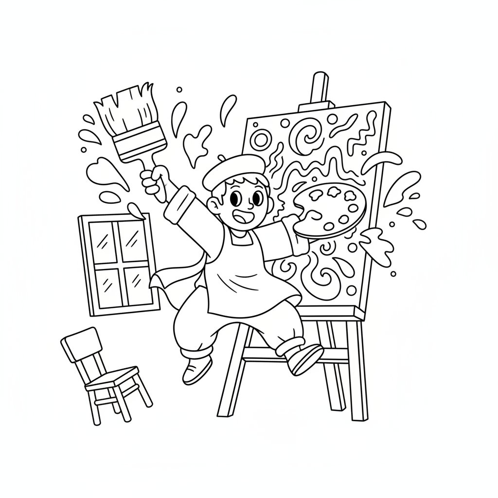 Página para Colorear de Artista Radiante - Fácil