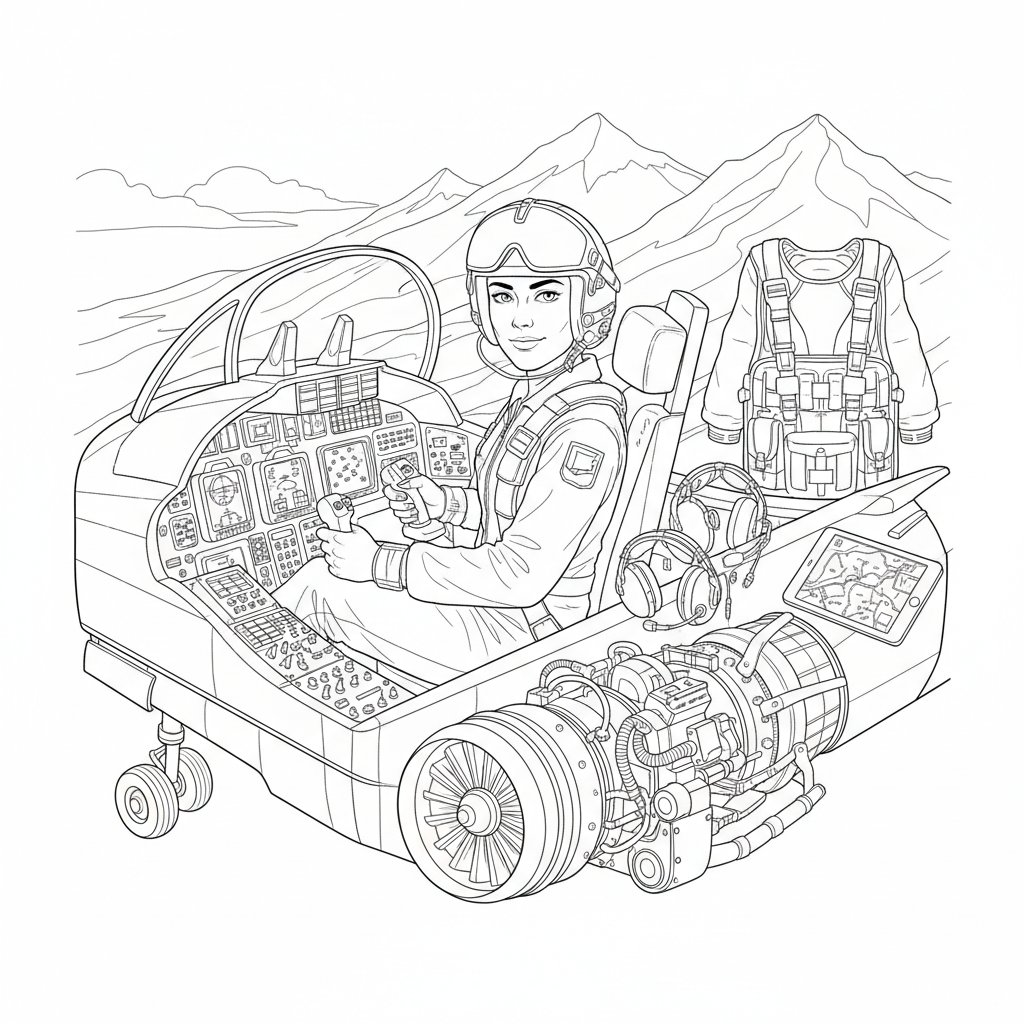 Página para Colorear de Piloto Suave - Difícil