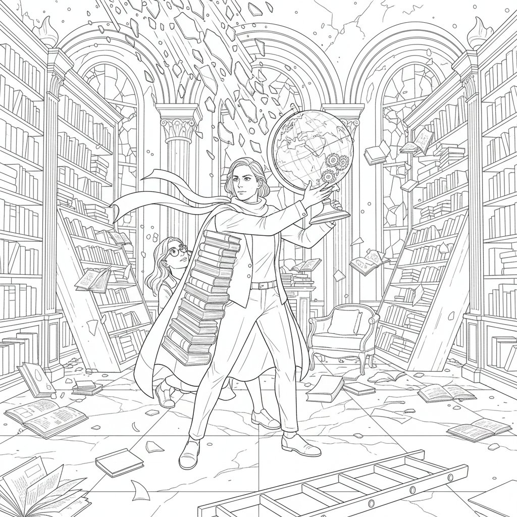 Página para Colorear del Bibliotecario - Difícil