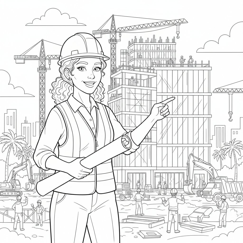 Página para Colorear del Arquitecto Mágico - Difícil