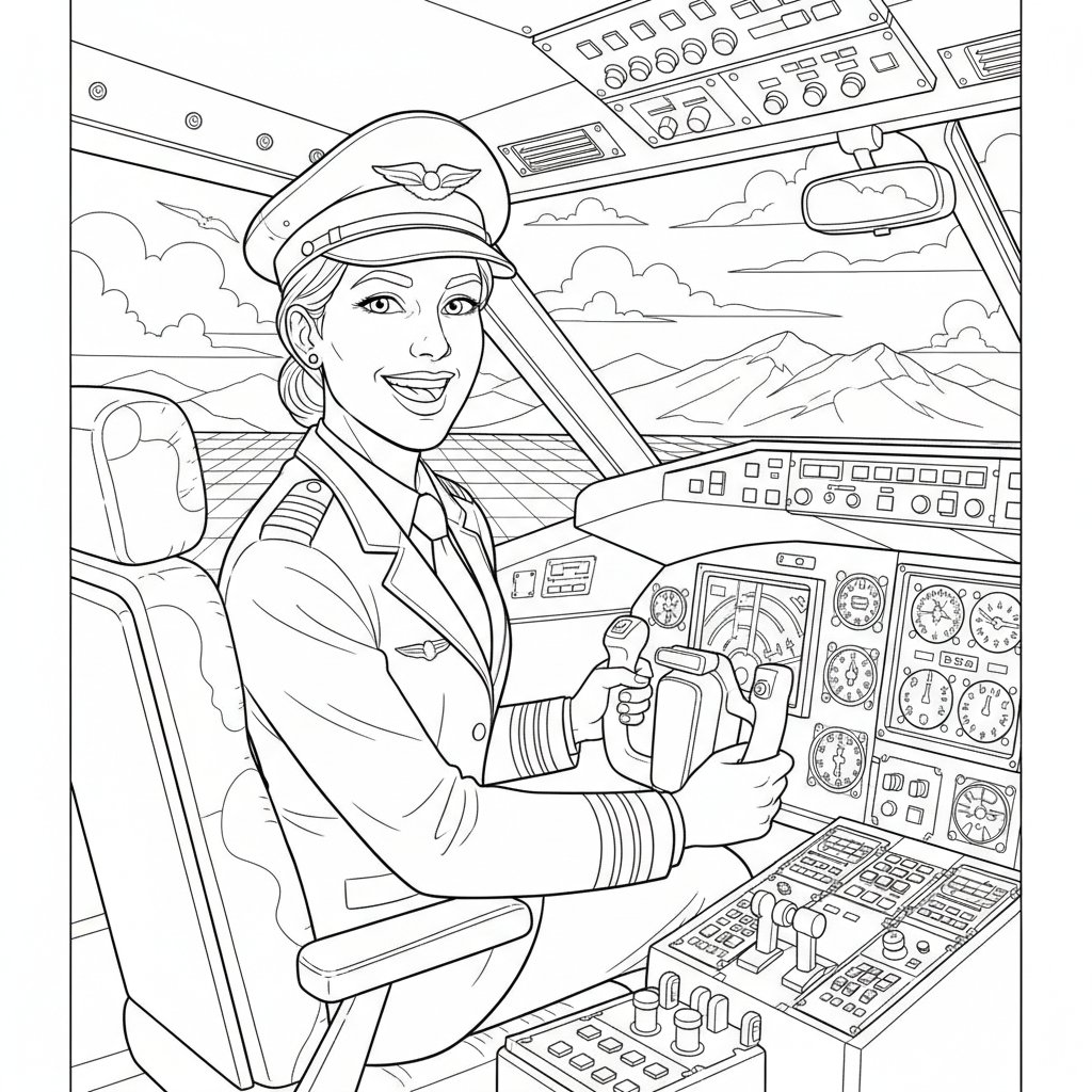 Página para Colorear de Piloto Radiante - Difícil