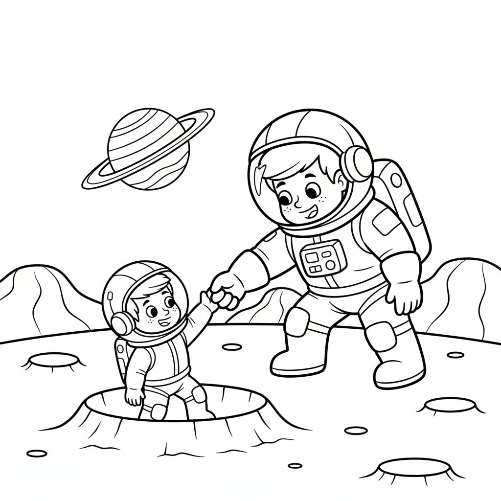 Página para Colorear del Astronauta Soñador - Medio