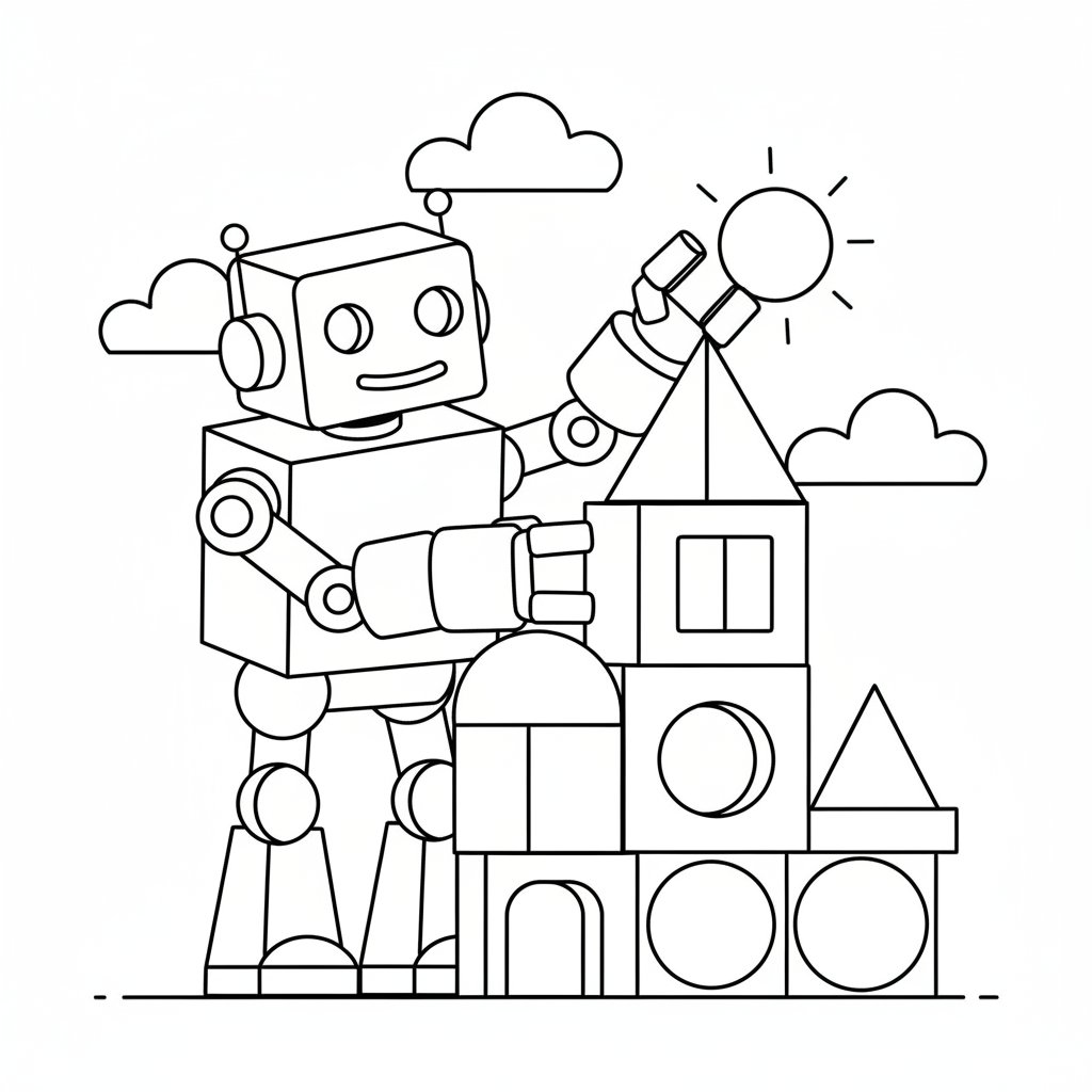 Encantadora Página para Colorear de Robot Maestro - Fácil