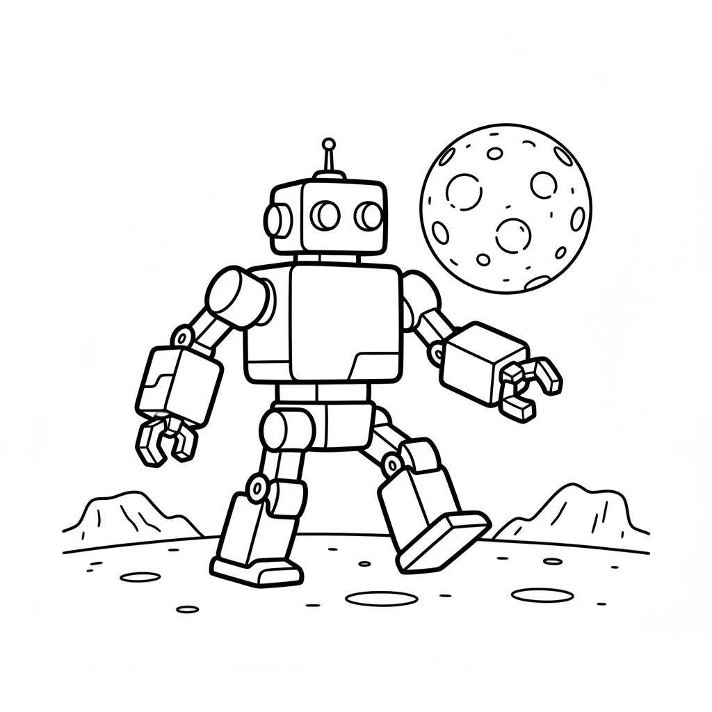 Página para Colorear de Robot Gigante - Fácil