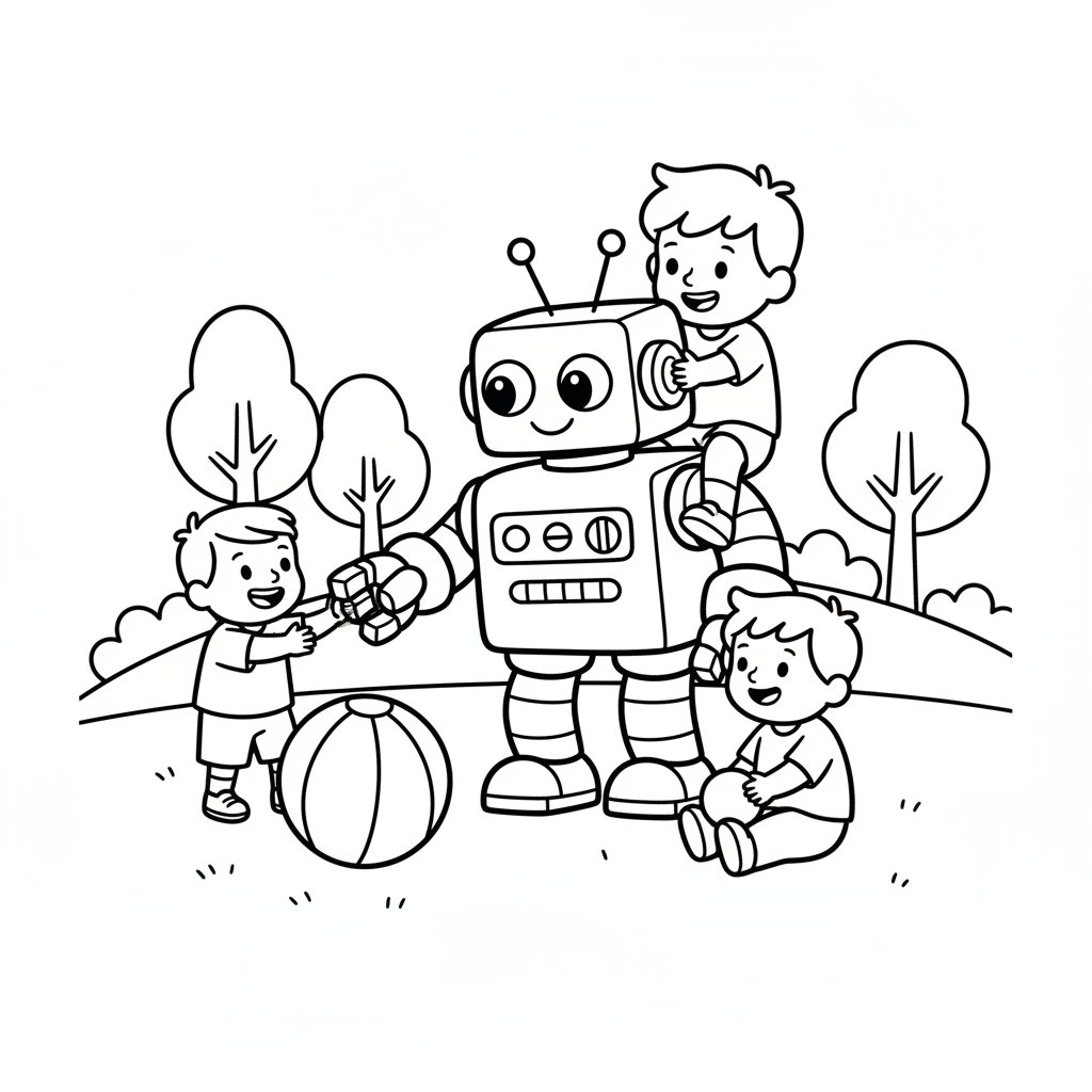 Página para Colorear de Robot Explorador Radiante - Fácil