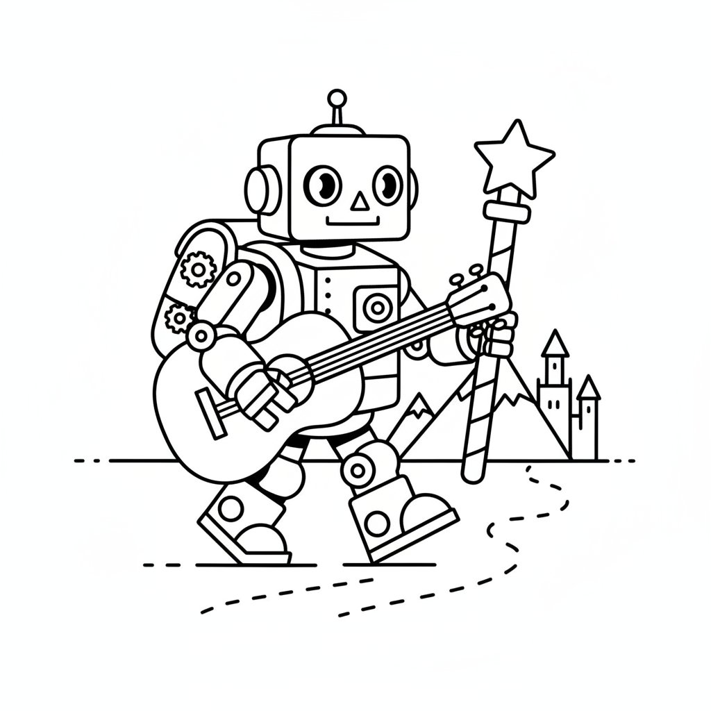 Página para Colorear Robot Músico - Fácil