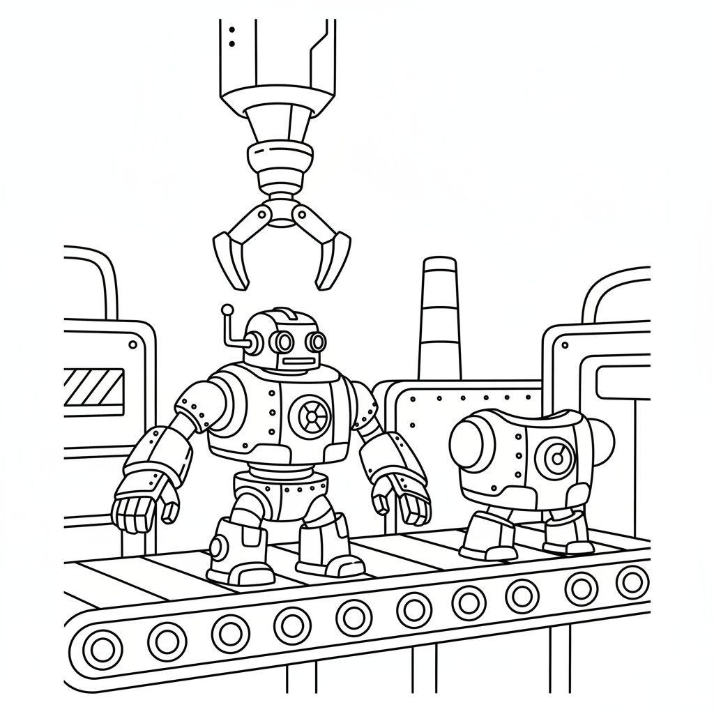 Página para Colorear de Robot Steampunk - Fácil