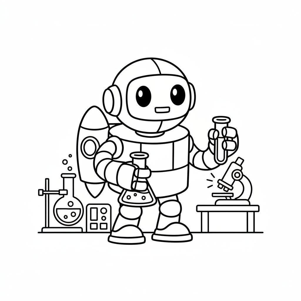 Página para Colorear del Pequeño Robot Ayudante - Fácil