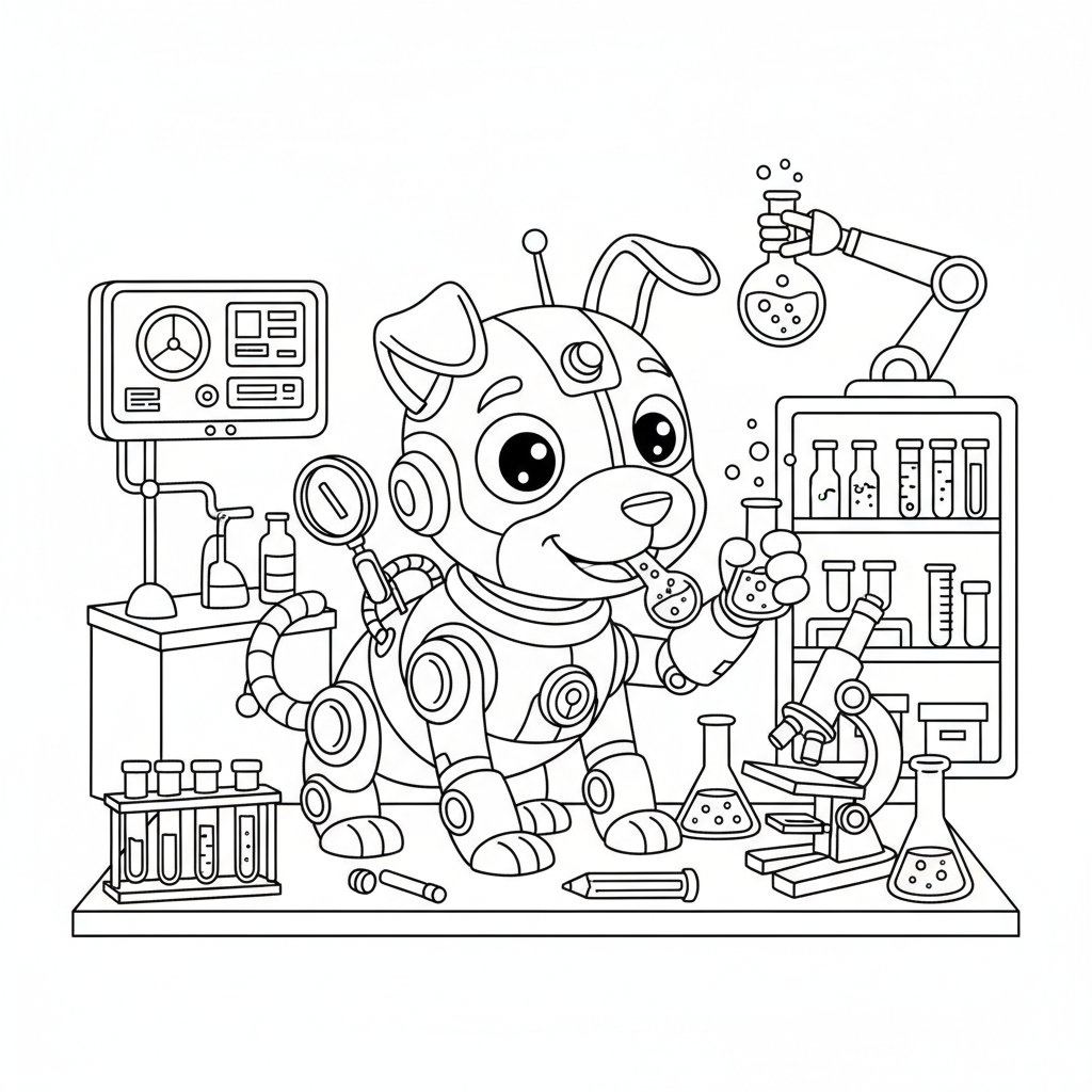 Página para Colorear Perro Robot - Medio
