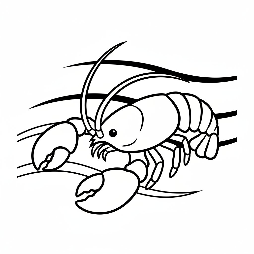 Página para Colorear de Alegre Langosta - Fácil