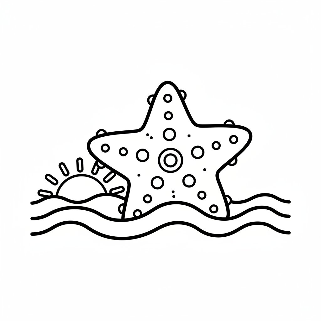 Página para Colorear de Linda Estrella de Mar - Fácil