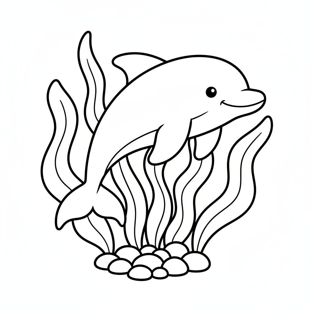 Página para Colorear del Delfín - Fácil