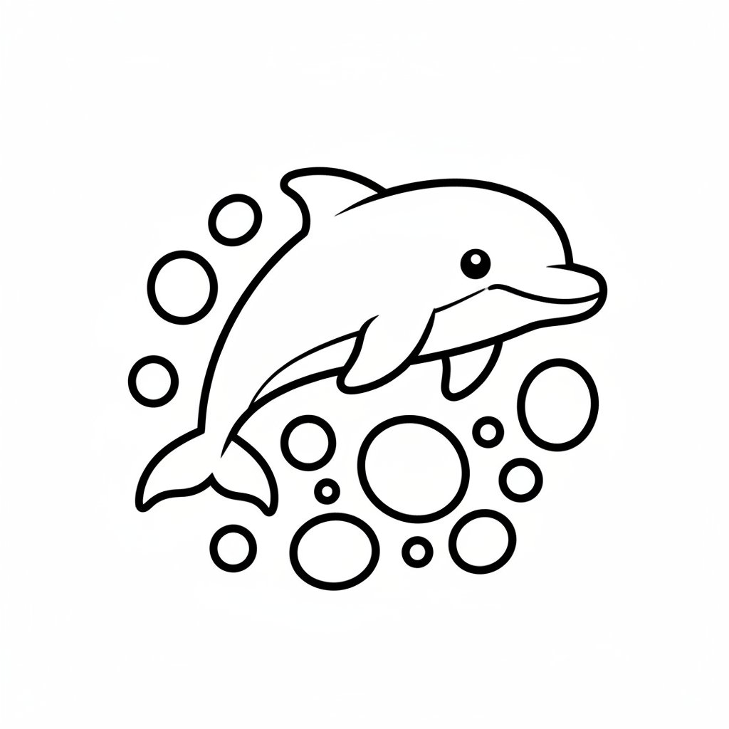 Página para Colorear de Delfín Elegante - Fácil