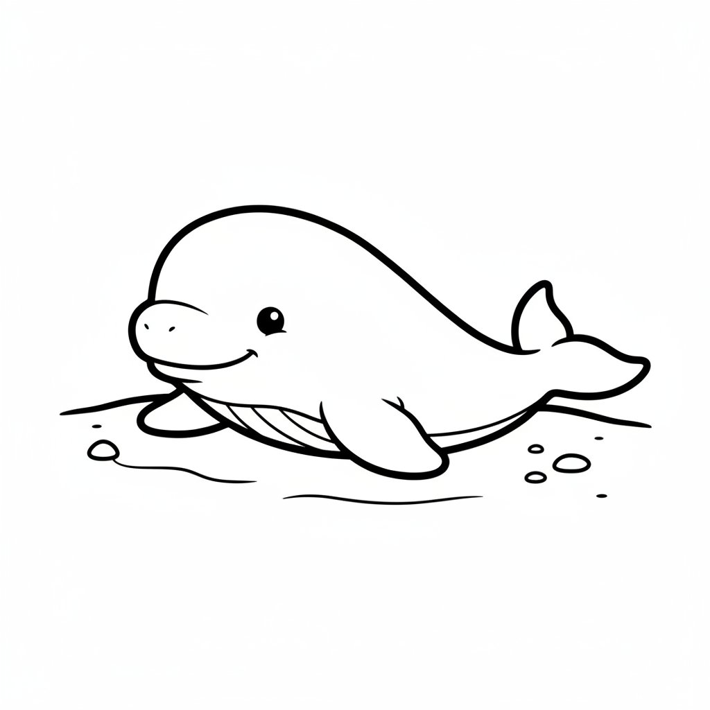 Página para Colorear de Ballena Beluga Fantástica - Fácil