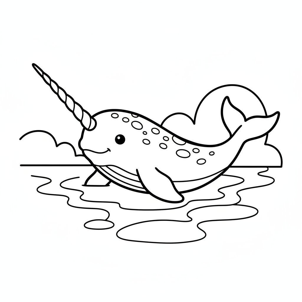 Página para Colorear del Narval - Fácil