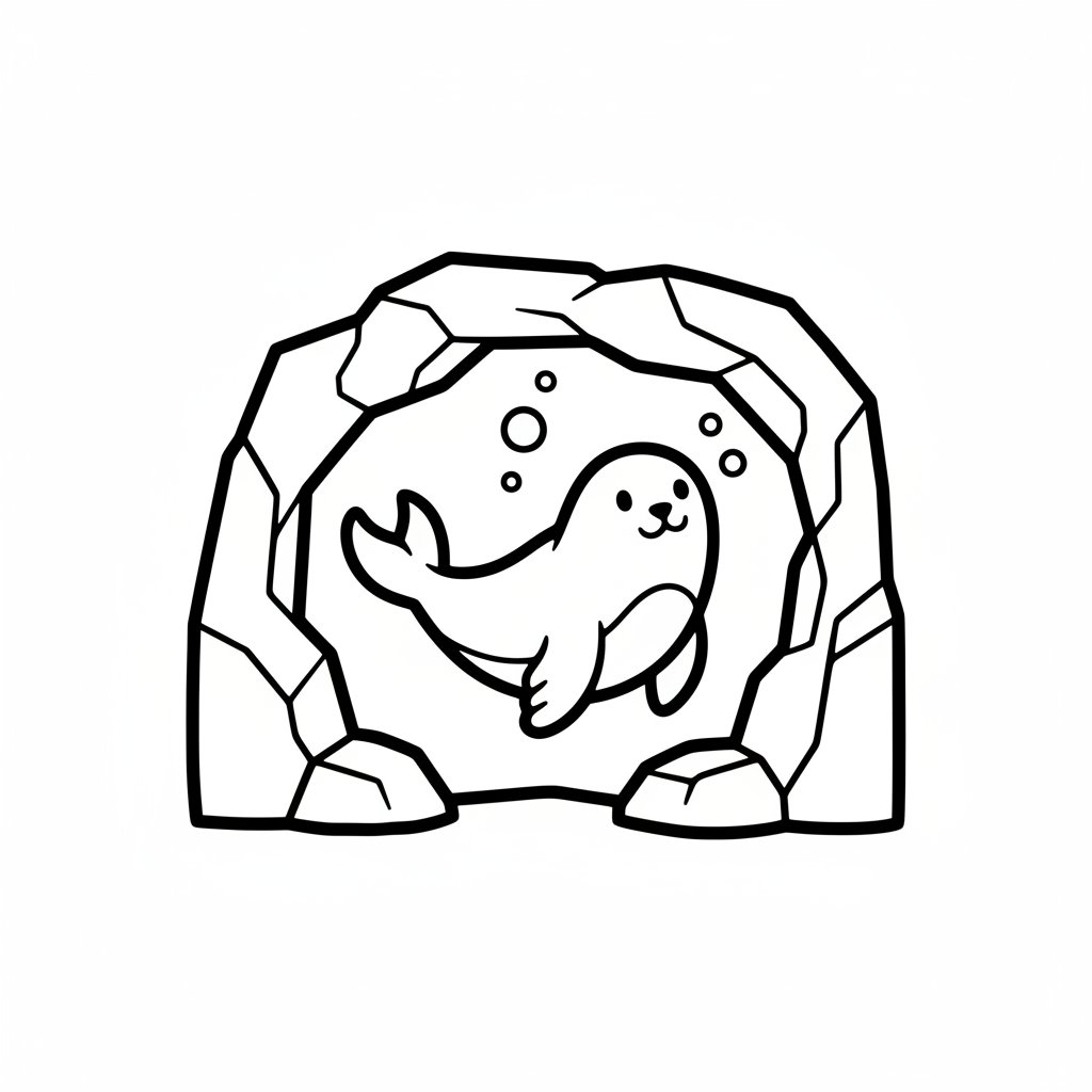 Página para Colorear de Foca Juguetona - Fácil