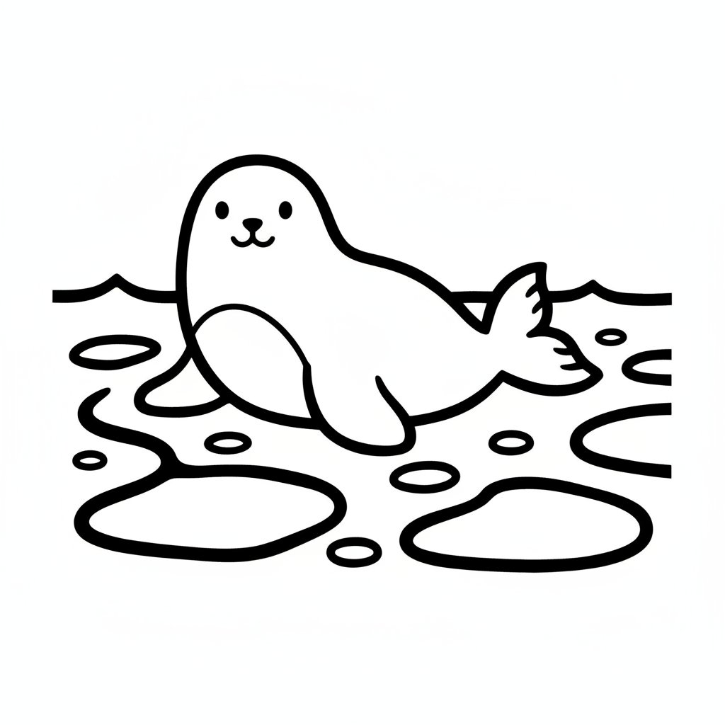 Página para Colorear de Foca Impresionante - Fácil