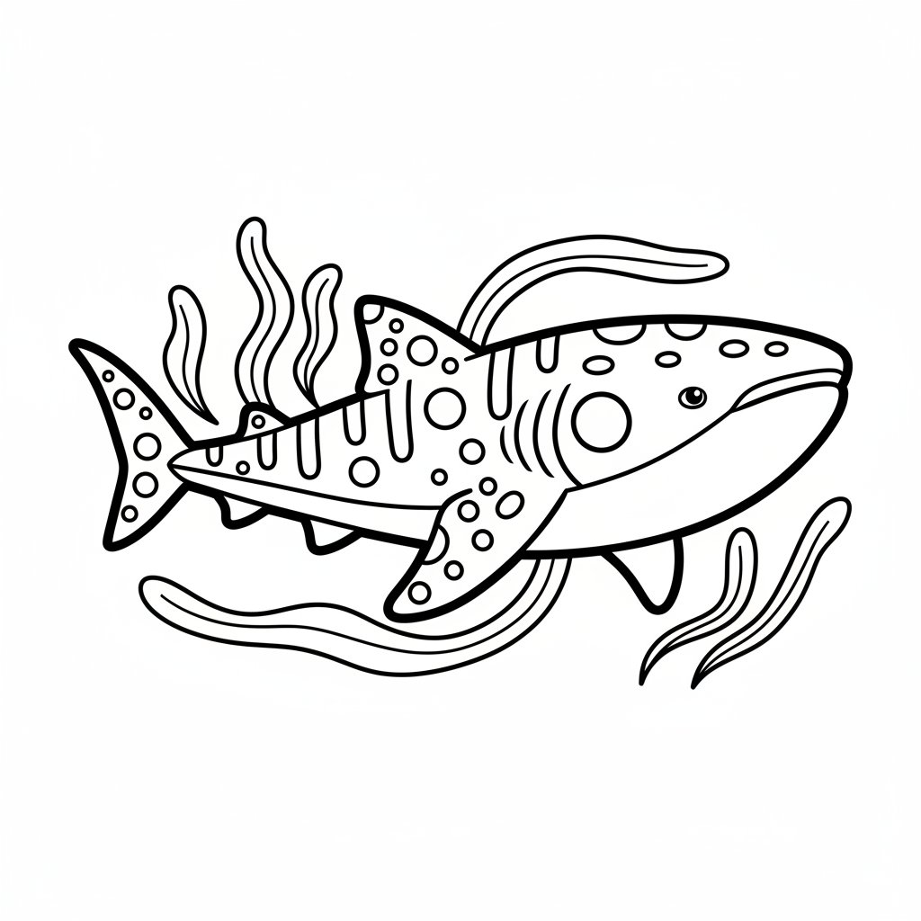 Página para Colorear de Tiburón Ballena - Fácil