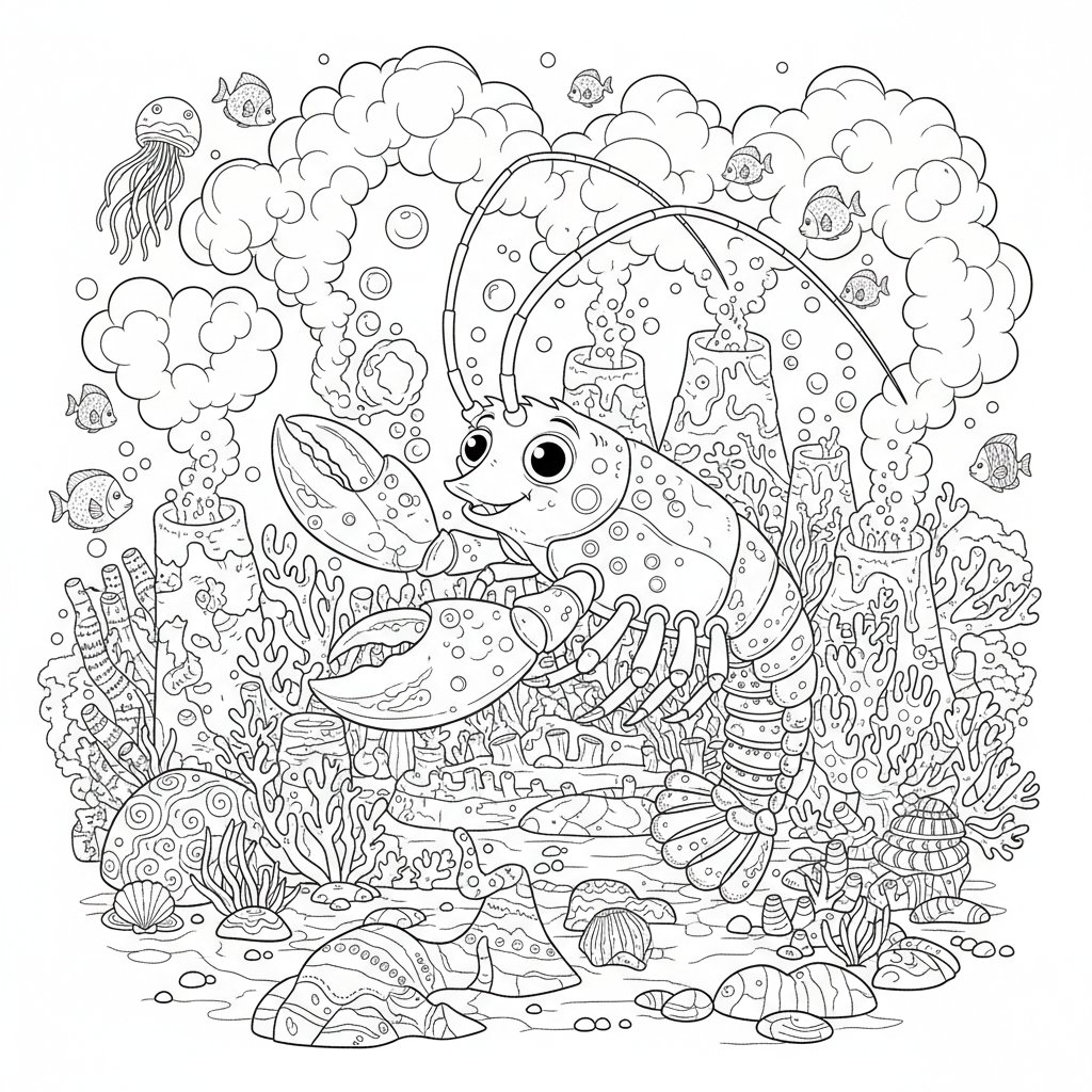 Página para Colorear de Linda Langosta - Difícil